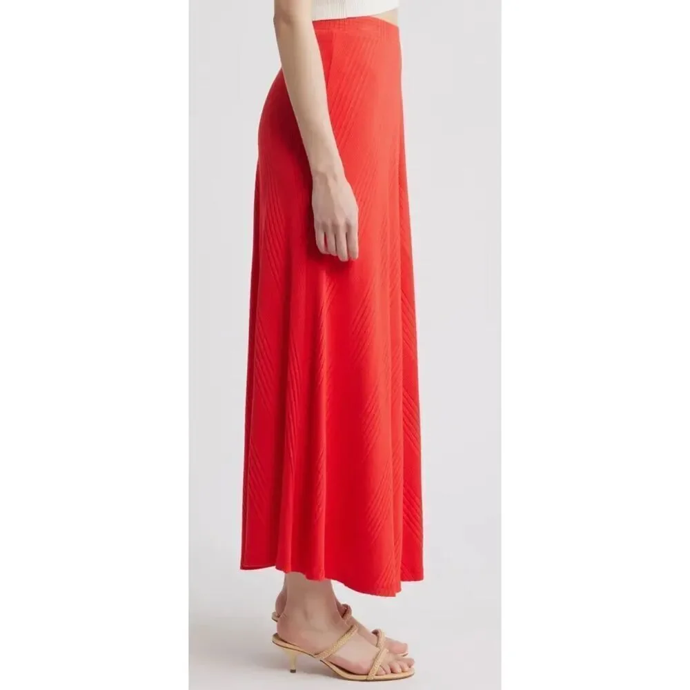 Wyeth Hart Chevron Knit Midi Skirt in Red NWT Size Medium